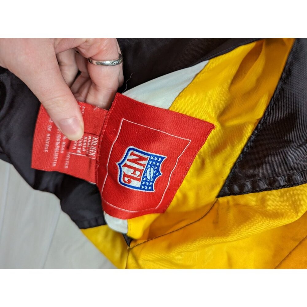 Distressed Pittsburgh Steelers Pullover Windbreaker NFL Men's 2XL Reversible - Picture 12 of 13